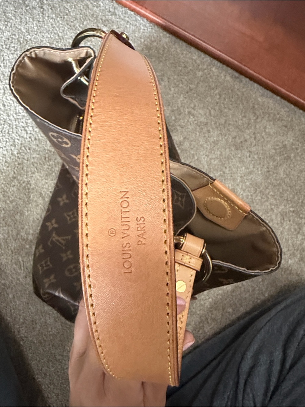 Louis Vuitton Monogram Shoulder Hobo in Brown with Tan Strap and Gold Hardware - Picture 14 of 14